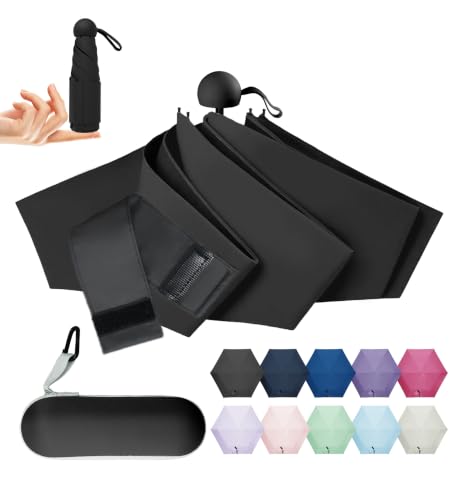 LILAC Mini Regenschirm Leicht & Kompakt UPF 50+ UV-Schutz Taschenschirm für Damen Herren & Kinder Kleiner Reiseschirm mit Hartschalen-Etui & Karabiner 90cm Spannweite