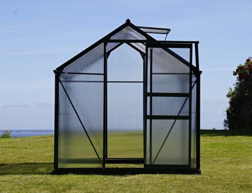 Dancover Invernadero en policarbonato 5,92m², 1,9x3,12x2,01m, Negro Cover