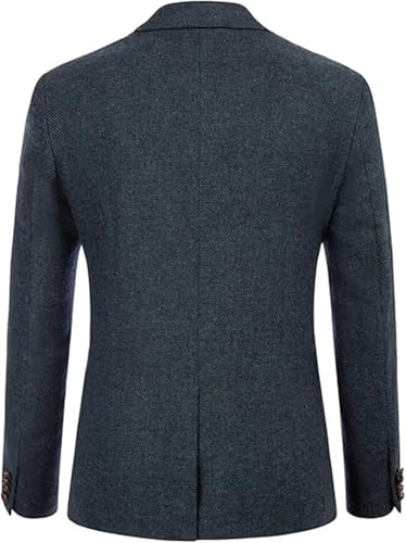 TSxuelian Men's Tweed Jacket Notch Lapel Premium Wool Blend Blazer Sport Coat with Pockets2