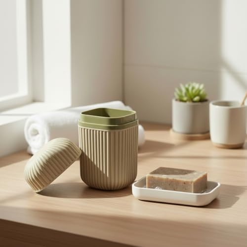 Image of Travel Curry Leakproof Travel Soap Case with Drain Tray - Portable Plastic Soap Holder Box for Travel, Gym, Camping, Business Trip & School - Lightweight Soap Container (Soap Holder Grey)