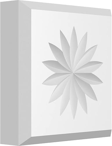 Ekena Millwork ROSP040X040X100SDG10 Rosetón de flores estándar con borde biselado 4 pulgadas de ancho x 4 pulgadas de alto x 1 pulgadas de alto