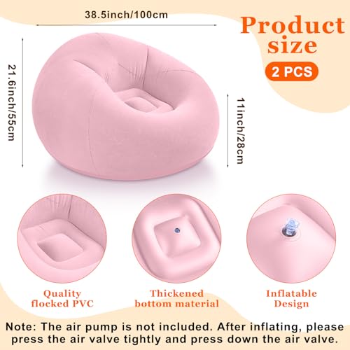 Image of Realspring Inflatable Bean Bag Chairs Outdoor Blow up Camping Chairs Inflatable Lazy Sofa Folding Portable Bean Bag Loungers Couch for Movie Night(Light Pink,2 Pcs)