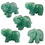 SUNYIK Pack of 5 Mini Green Aventurine Elephant Figurine Crystal Animal Sculpture Home Office Tabletop Decor