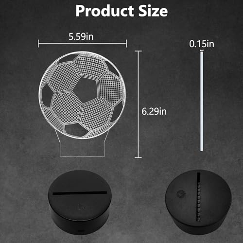 Luz noturna de futebol, lâmpada noturna LED 3D para meninos - Lâmpadas de quarto com tema de futebol