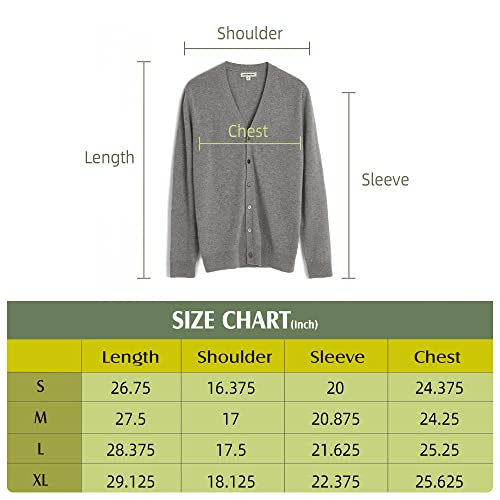 Greenmount Men’s Cashmere Cardigan Sweater Soft Casual Long Sleeve Cardigan V-Neck Buttons Lightweight Sweater For Men Lightgrey #TOP5