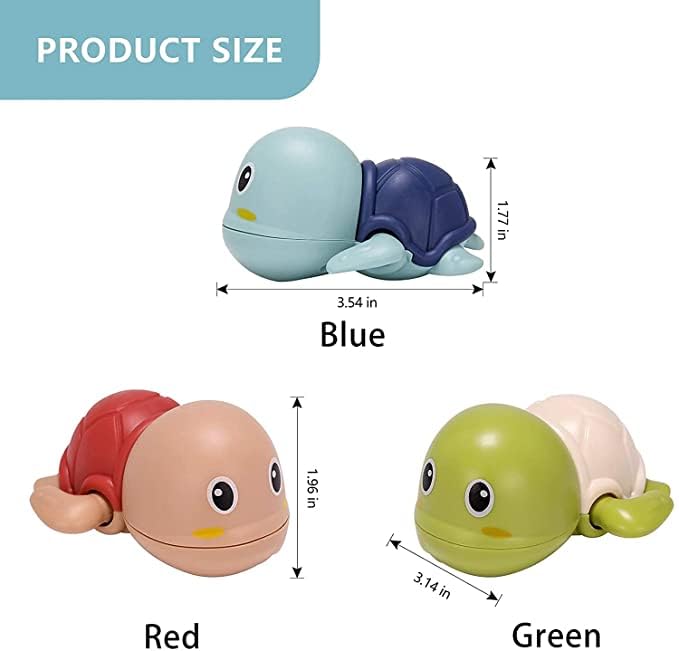 Wishkey 4PCS Wind-Up Swimming Turtle Bath Toys for Babies Floating Bathtub Toys for Toddlers & Kids Non-Toxic Water Play Toys for Baby Boys & Girls Bathing Toys for Infant 0-3 Years (Multicolor) 1