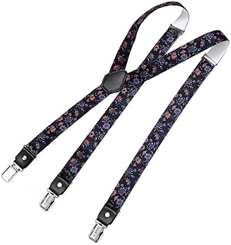 DonDon Braces for Men Trousers Men's Fashion Suspenders 2,5 cm 1,0" with 3 Clips in Y-Form Elasticated and Adjustable