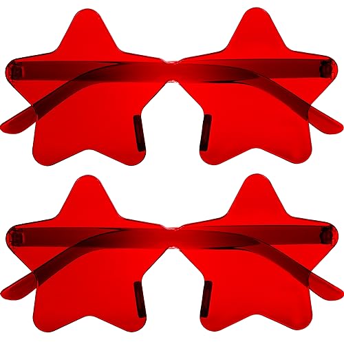 2 Pair Star Shaped Sunglasses Transparent Color Star Glasses Pentagram Glasses for Women Children Party Favor