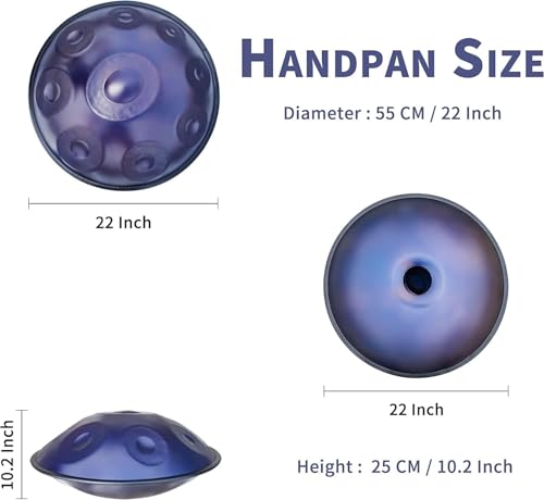 Handpan en Ré Mineur 432Hz violet 10 notes avec support et étui