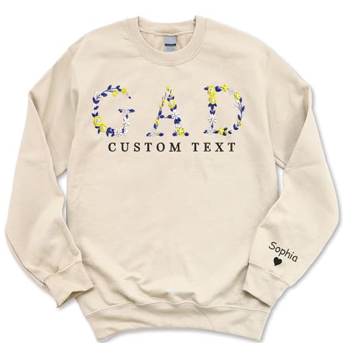 GodLover Custom Embroidered Sweatshirt With Flower Letter, Embroidered Christmas Sweatshirt Graduation Student Gift2