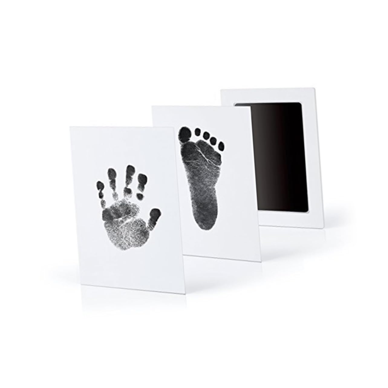 BESTonZON Kit per Impronte di E Piedi di Neonati Cornice per Foto in Legno Tampone di Inchiostro per Timbri Kit per Impronte di Piedi di Neonati Facile da Usare per Baby Shower