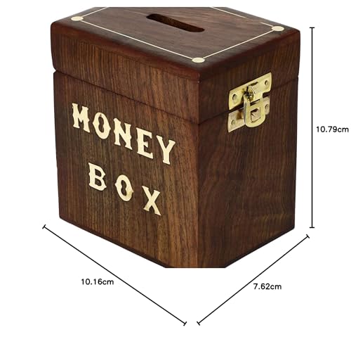 Image of ITOS365 Handicrafted Wooden Money Bank - Coin Saving Box - Piggy Bank - Gifts for Kids, Girls, Boys & Adults