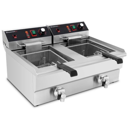 equipementpro – {ef-162 V-2} – Freidora eléctrica 16 + 16 litros/230 volts – Freidora de Galletitas profesional – Freidora doble bandeja – Freidora eléctrica