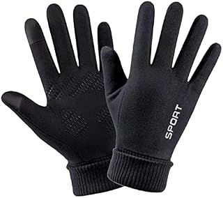 Morices Men Cycling Gloves, Gripped Thermal Gloves Fashion Touch Screen Gloves Waterproof Winter Gloves Adjustable Full Finger Sports Gloves for Cycling Driving Camping Hiking Fishing