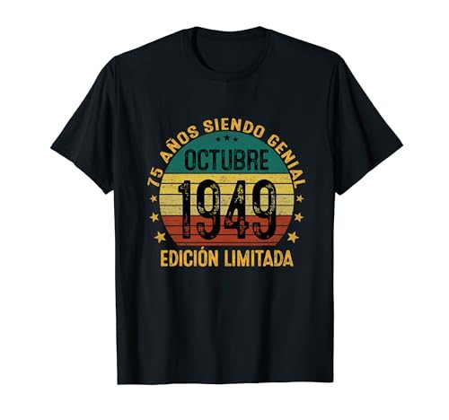 Octubre 1949 75 Años Cumpleaños Hombre Vintage 1949 Camiseta
