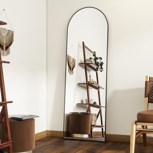 Koonmi Gebogener Ganzkörperspiegel 40 x 125 cm Gebogener Spiegel Großer An die Wand gelehnter Ganzkörperspiegel Ideal als Ankleidespiegel für das Wohnzimmer Schwarz
