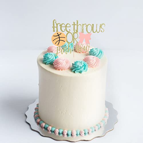 Free Throws Or Pink Bows Cake Topper - Gender Reveal Decor For Basketball Or Pink Bows,He Or She /Boy Or Girl Cake Topper For Party Decorations, Unique Baby Shower Ideas #TOP4