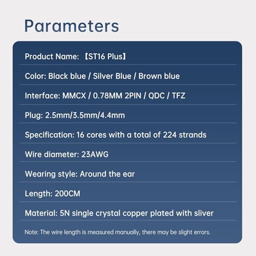 keephifi 6ft+/2Meter Long IEM Cable QDC 3.5mm, KBEAR ST16 Plus 16-Strand Silver-Plated Upgrade Braided Headphone Extension Cable Gold-Plated Plug for KZ edx pro/Castor/DQS/ZAS/AS16/AS16 PRO/PR1