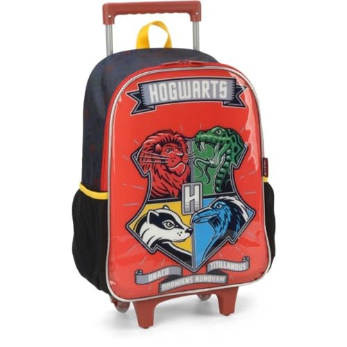 Mochila Infantil com Rodinha, Harry Potter, M, Vermelha, Luxcel