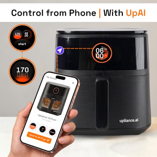 Image of Upliance Smart Air Fryer 5L | Powered by UpAI | Photo to Air Fry | Send Settings from Phone | Reels to Air Fry | AMOLED Touchscreen Dial | 2 Year Warranty