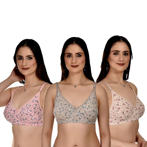 Image of Full Coverage Non Padded Wire Free Daily Use Regular Printed Bra for Women and Girls in Multicolor
