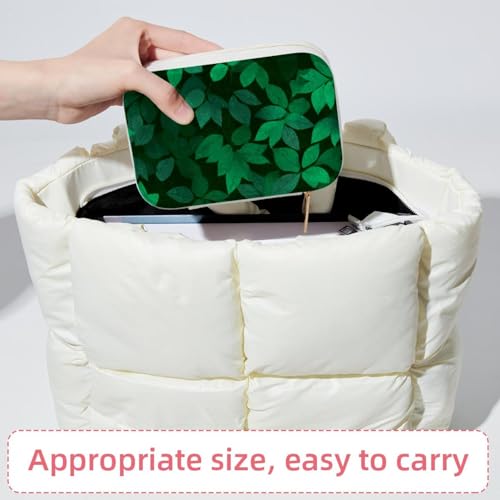 Boîte à bijoux feuilles vertes avec double couche de rangement - 7