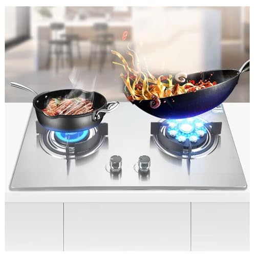 Cuisinière à gaz Portable 2 brûleurs, 4.5/5,2 kw, neuf chambres, grande flamme, allumage en verre trempé, double brûleur de Camping, gpl/gaz naturel (Size : LPG)