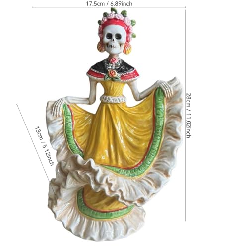 Figurine squelette dansant Jour des morts déco céramique colorée