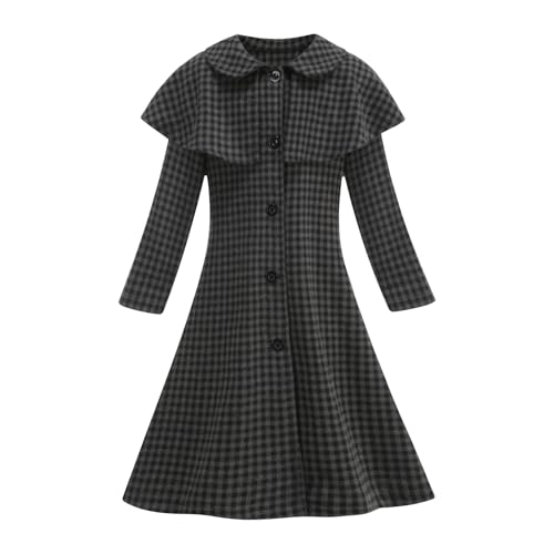 Gridamea Gothic Kostüm Mädchen Schwarzes Kleid für Halloween & Karneval mit Tüll Vintage Look für Kinder