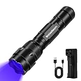 BraiseBeam Torcia UV 365 nm LED – Set luce nera ricaricabile con caricatore USB – Zoombar & potente – Rivelatore di luce UV per ricerca ambra, urina per animali domestici, resina e minerali