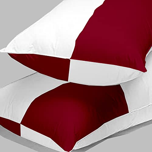 Image of Adjustable Hollow Fibre Sleeping Pillow Dream Fibre Pillow Bed Pillow Pillows for Sleeping Luxurious 2 Piece Microfiber Pillow Extra Soft Hotel Quality Pillow Burdundy and White16x24