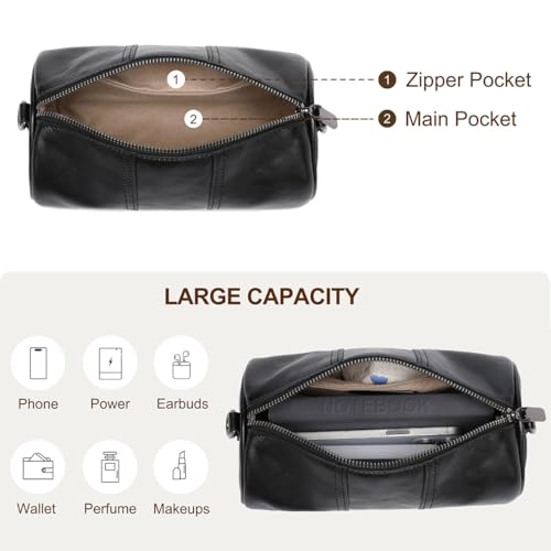 Image of COOLCY Crossbody Bags for Women Genuine Leather Soft Trendy Circle Cross Body Shoulder Bag Designer Cylinder Purses handbags