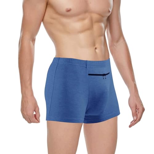 Men's Pocket Underwear with A Secret Front Stash Pocket Panties, 2 Packs (Blue)2