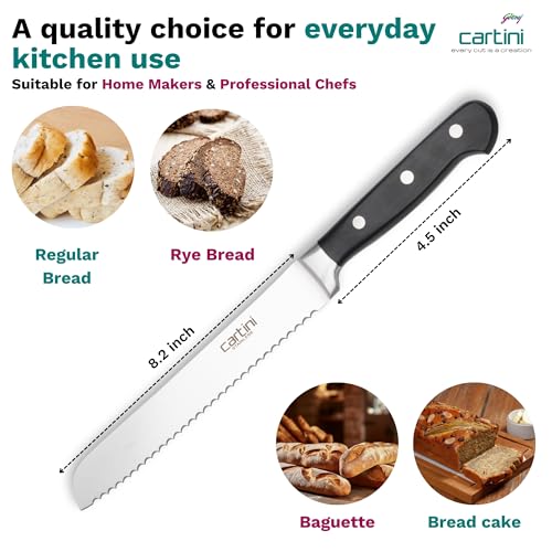 Image of Cartini Bread Knife,Stainless Steel 420,Black