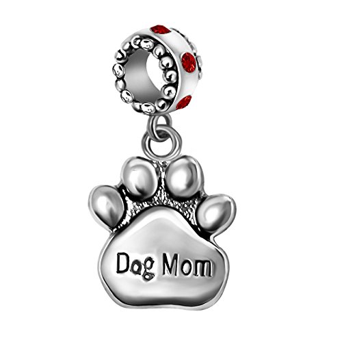 T50Jewelry Dog Mom Charms Pet Paw Print Beads Christmas Gifts For Bracelets