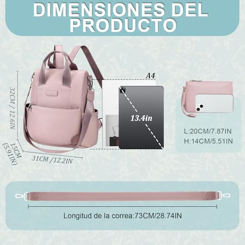 Miniatura 5 de Eshow Mochila Mujer Antirrobo, Bolso Casual Para Viaje Escuela Universidad Compras Y Trabajo