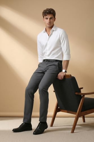 Image of Peter England Men's Premium Formal Stretchable Knit Super Slim Fit Trouser | Comfort Lycra | 360-Degree Stretch