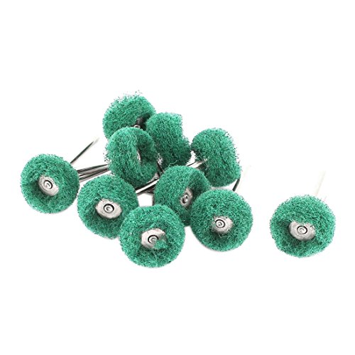 Aexit 10 Pcs Abrasives Green Nylon 22mm x 10mm Straight Metal Drill Hole Polishing Brush Wheel Model:46as436qo393