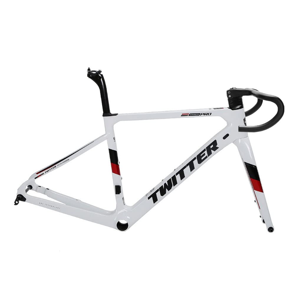 HIMALO 700c Road Bike Carbon Frameset Disc Brake Racing Frame 45/48/51/54CM BB86 Thru Axle 100/142mm Internal Routing(White,48CM)