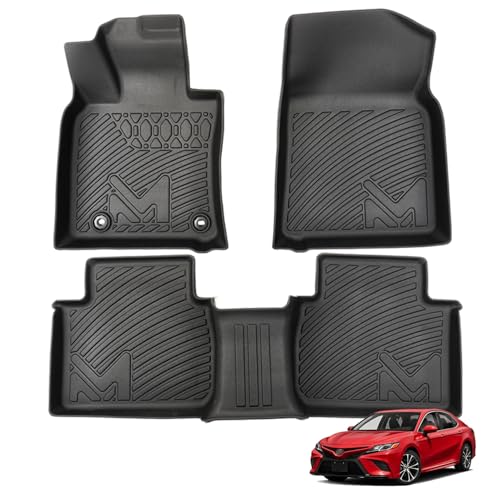 Floor Mats Custom for Toyota Camry 2018-2024 (Not Fit Hybrid or AWD) TPE Automotive All Weather Cover Protection Waterproof Black Floor Liner Front & Rear Row Full Set Car Mats 3PCS