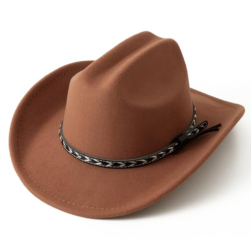 Jastore Kids Cowboy Hat for Girls Boys Western Cowgirl Hat with Buckle Belt Cattleman Style Cowboy Hat