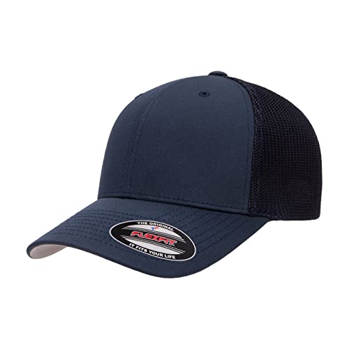 Flexfit Cotton Twill Fitted Cap, Navy, Large Extra Large