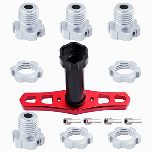 Clé et moyeux 17mm cannelés argentés pour blocage de roue stable RC