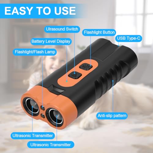 Aomig Anti Bell Gerät Hunde Tragbarer Hundetraining Antibell Ultraschall Gerät USB Aufladung Hunde Bellen Stoppen Erziehungshilfen für Hunde Anti Bellen Gerät Drinnen Draußen für Kleine Große Hunde(C)