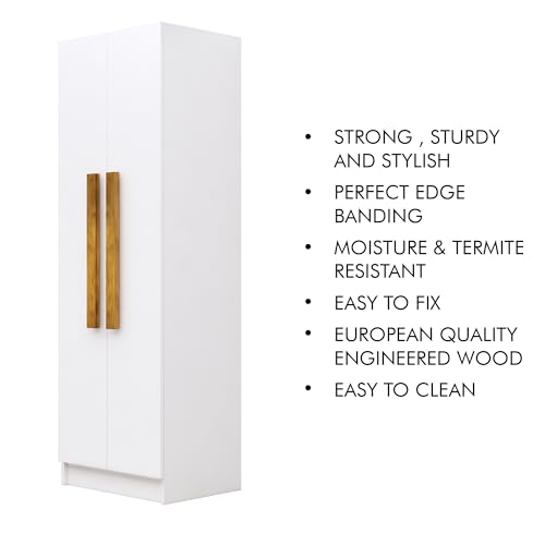 Image of Bniture Wooden Almirah for Clothes, Door for Bedroom, 2 Door Wardrobe with 4 Shelves Huge Storage Space (46D x 60W x 182H CM) | 3 Year Warranty (Frosty White)