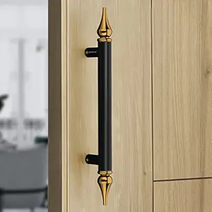 Plantex Heavy Duty Door Handle/14 Inch Main Door Handle/Pull-Push Door Handle/Door & Home Decor - Pack of 1 (Black and Gold) - 3 Years Warranty