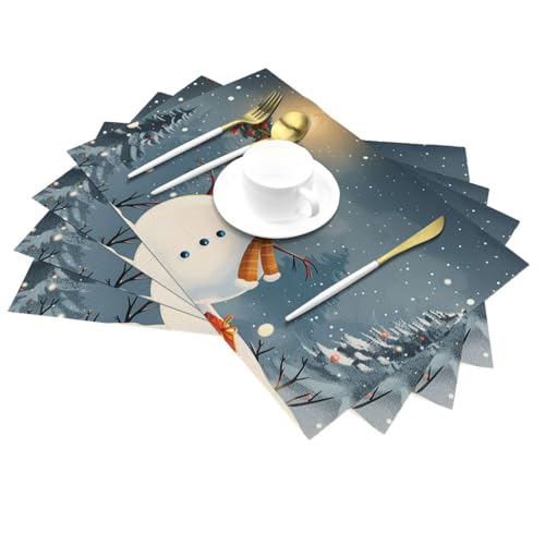Sets de table Noël anti-chaleur PVC tissé lavable cuisine repas fête - 3