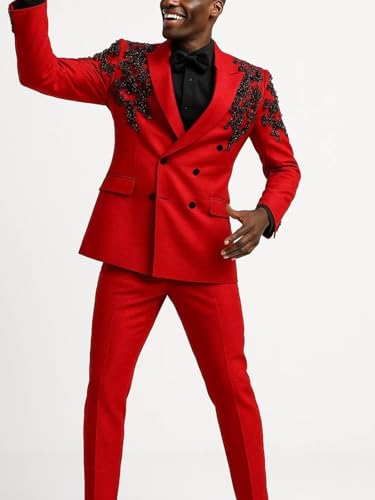 Tuxedo Suits for Men 2 Piece Double Breasted Suit Men Formal Slim Fit Blazer Pant for Wedding Prom Suit3