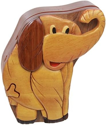 Handcrafted Wooden Elephant Shape Secret Jewelry Puzzle Box - Elephant image 4