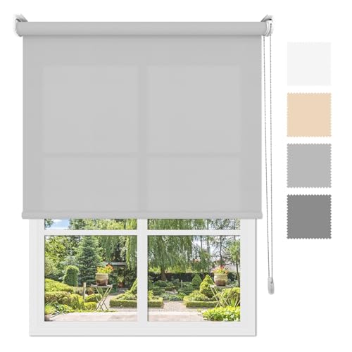 DECORESTOR Estor Enrollable Translúcido Gris Claro a Medida   Paso de Luz sin Visibilidad   Persiana para Ventanas, Puertas o Cocina   Instalación en Pared o Techo